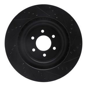Dodge Viper Brake Rotor (1) - Rear Left - R1 Concepts - Drilled & Slotted - Black - `03-`17